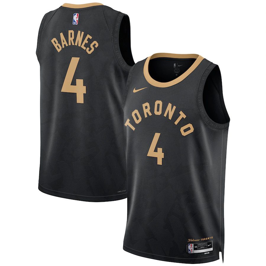 Men Toronto Raptors #4 Scottie Barnes Nike Black City Edition 2022-23 Swingman NBA Jersey